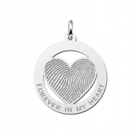 Zilveren vingerafdruk harthanger omcirkeld - 603336 Zilveren vingerafdruk harthanger omcirkeld - 603336