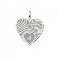 Zilveren vingerafdruk sieraad hart met initiaal - 603338 Zilveren vingerafdruk sieraad hart met initiaal - 603338