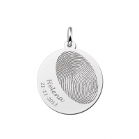 Zilveren vingerafdruk hanger rond met naam en datum - 603348 Zilveren vingerafdruk hanger rond met naam en datum - 603348