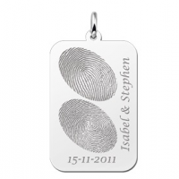 Zilveren hanger dogtag twee vingerafdrukken - 603353 Zilveren hanger dogtag twee vingerafdrukken - 603353