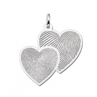 Zilveren vingerafdruk hanger twee harten - 603356 Zilveren vingerafdruk hanger twee harten - 603356