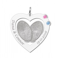 Zilveren vingerafdruk hanger met swarovski geboortestenen - 603358 Zilveren vingerafdruk hanger met swarovski geboortestenen - 603358