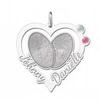 Vingerafdruk sieraad zilver met geboortestenen - 603359 Vingerafdruk sieraad zilver met geboortestenen - 603359
