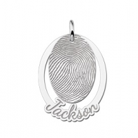 Zilveren vingerafdruk hanger tweedelig ovaal - 603360 Zilveren vingerafdruk hanger tweedelig ovaal - 603360