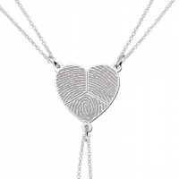 Zilveren driedelige hanger hartje met vingerafdruk - 603361 Zilveren driedelige hanger hartje met vingerafdruk - 603361