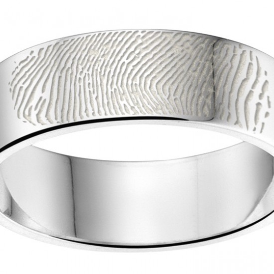 Ring met vingerafdruk zilver - 6 mm vlak - 603364