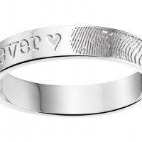 Zilveren ring met vingerafdruk en naam - 4 mm vlak - 603367 Zilveren ring met vingerafdruk en naam - 4 mm vlak - 603367