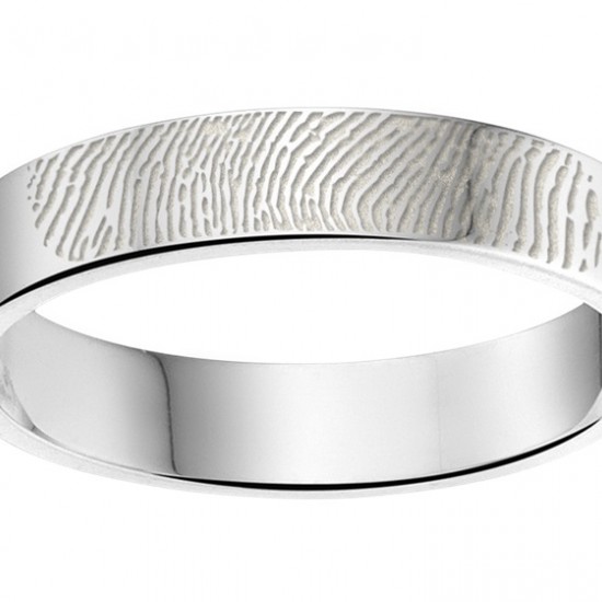 Ring met vingerafdruk van zilver - 4 mm vlak - 603368