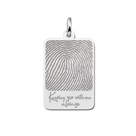 Dogtag hanger met vingerafdruk en eigen tekst - 603374