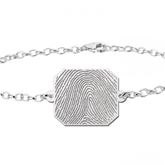 Zilveren Vingerafdruk armband met rechthoek - 603375