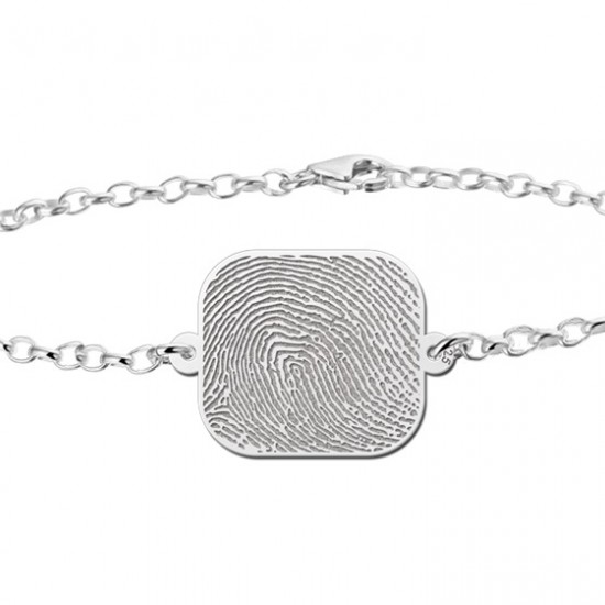 Zilveren Armband vingerafdruk met rechthoek - 603377