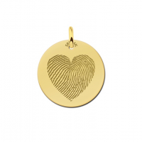 Ronden gouden hanger met vingerafdruk in hartvorm - 603379 Ronden gouden hanger met vingerafdruk in hartvorm - 603379