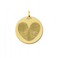 Gouden hanger met twee vingerafdrukken in hartvorm - 603380 Gouden hanger met twee vingerafdrukken in hartvorm - 603380