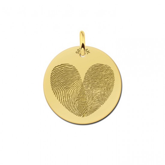 Gouden hanger met twee vingerafdrukken in hartvorm - 603380