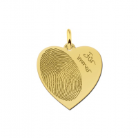 Gouden harthanger met vingerafdruk en eigen tekst - 603387 Gouden harthanger met vingerafdruk en eigen tekst - 603387