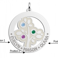 Stamboom met geboortestenen van zilver - 603419 Stamboom met geboortestenen van zilver - 603419