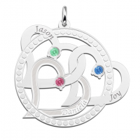 Zilveren hart hanger drie harten met naam en geboortesteen - 603435 Zilveren hart hanger drie harten met naam en geboortesteen - 603435