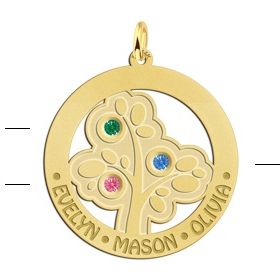 Stamboom met geboortestenen van goud - 603444 Stamboom met geboortestenen van goud - 603444