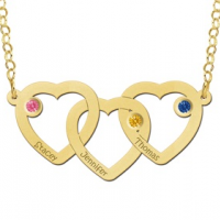 Gouden ketting drie harten met geboortesteen - 603447 Gouden ketting drie harten met geboortesteen - 603447