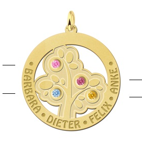 Geboortestenen in gouden stamboom hanger - 603450