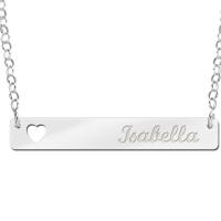 Zilveren Bar naamketting met Hartje - 603470 Zilveren Bar naamketting met Hartje - 603470