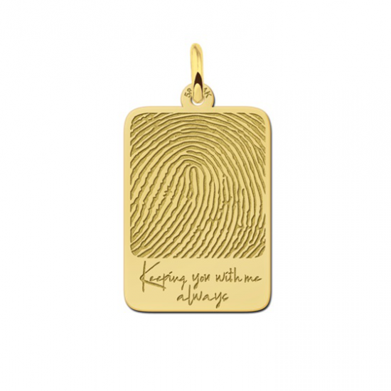 Gouden dogtag hanger met vingerafdruk en eigen tekst - 603391