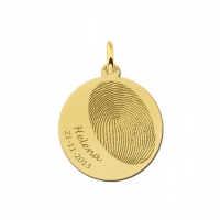 Gouden vingerafdruk hanger rond met naam en datum - 603397 Gouden vingerafdruk hanger rond met naam en datum - 603397