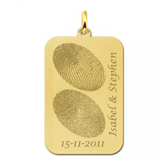 Gouden hanger dogtag twee vingerafdrukken - 603403