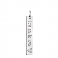 Zilveren bar ketting hanger met gravure en hart - 603461 Zilveren bar ketting hanger met gravure en hart - 603461