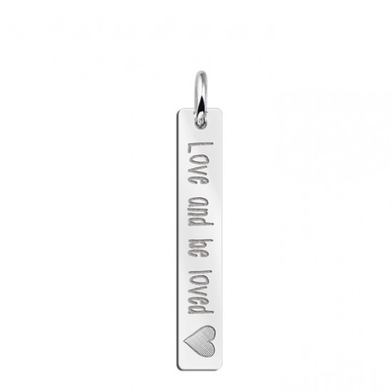 Zilveren bar ketting hanger met gravure en hart - 603461