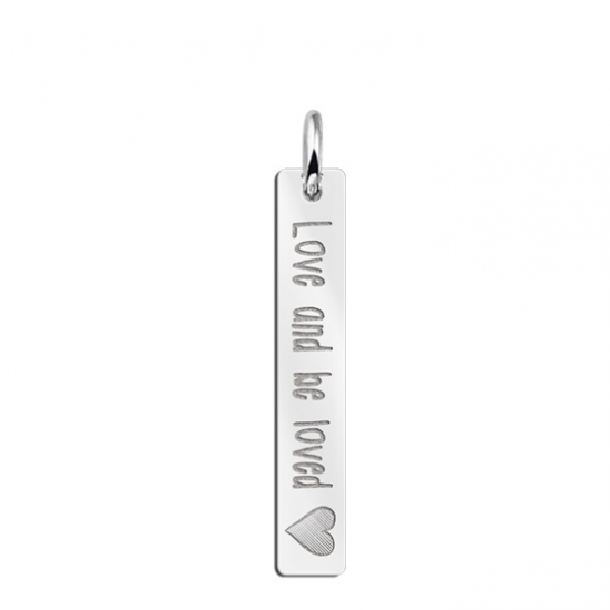 Zilveren bar ketting hanger met gravure en hart - 603461