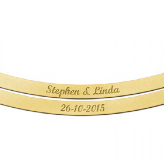 Gouden Bar naamketting rond dubbel - 603477