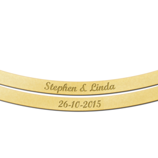 Gouden Bar naamketting rond dubbel - 603477