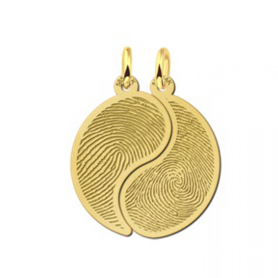 Gouden vingerafdruk vriendschapsketting Yin Yang - 603404