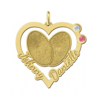 Vingerafdruk sieraad goud met geboortestenen - 603409 Vingerafdruk sieraad goud met geboortestenen - 603409