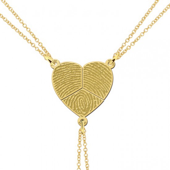 Gouden driedelige hanger hartje met vingerafdruk - 603411