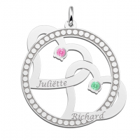 Zilveren hart hanger 2 harten met geboortestenen - 603427