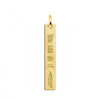 Gouden bar ketting hanger met gravure en veer - 603475 Gouden bar ketting hanger met gravure en veer - 603475