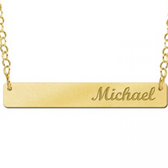 Gouden Bar naamketting medium - 603481