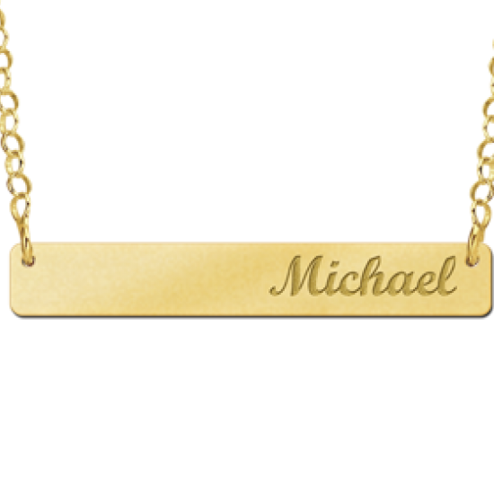 Gouden Bar naamketting medium - 603481