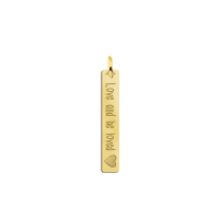Gouden bar ketting hanger met gravure en hart - 603471