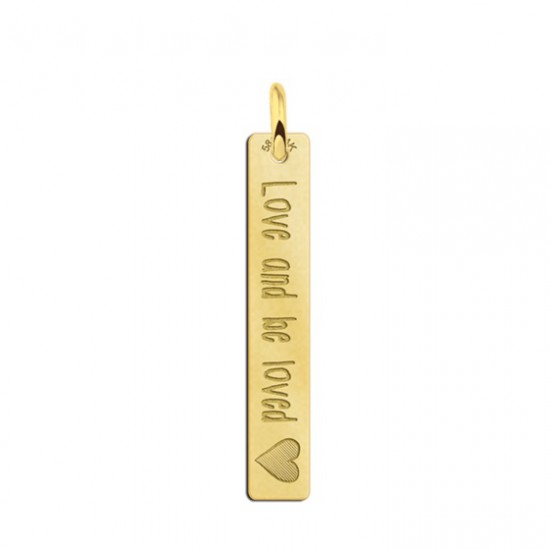 Gouden bar ketting hanger met gravure en hart - 603471