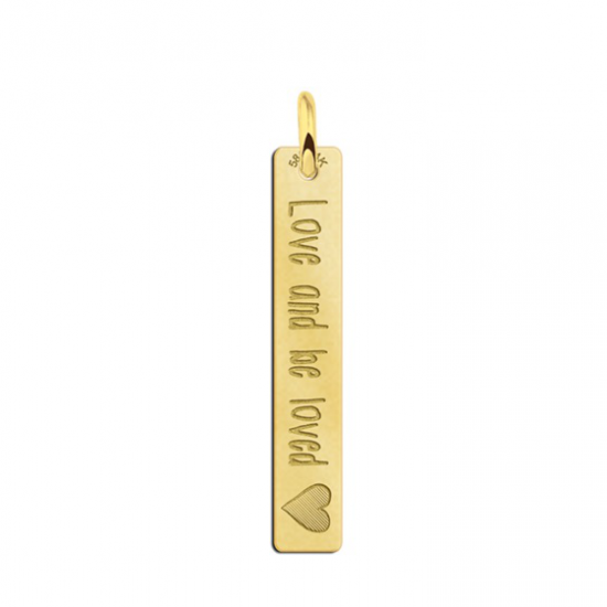 Gouden bar ketting hanger met gravure en hart - 603471