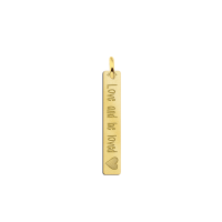 Gouden bar ketting hanger met gravure en hart - 603471