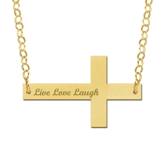 Gouden Bar naamketting Kruisje - 603479