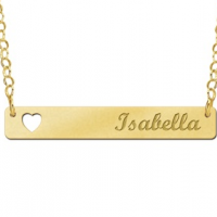 Gouden Bar naamketting met Hartje - 603482 Gouden Bar naamketting met Hartje - 603482