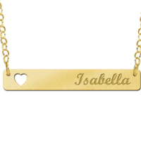 Gouden Bar naamketting met Hartje - 603482 Gouden Bar naamketting met Hartje - 603482