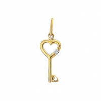 14k gouden Hanger sleutel en zirkonia - 604151