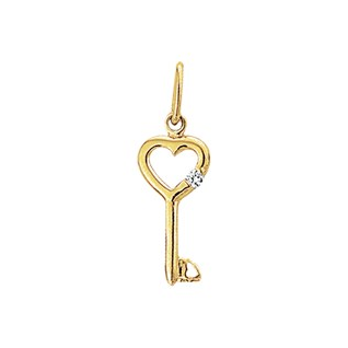 14k gouden Hanger sleutel en zirkonia - 604151