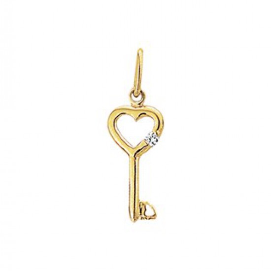14k gouden Hanger sleutel en zirkonia - 604151